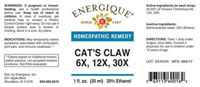Enrg0962 Cats Claw 6x, 12x, 30x 1 11 21